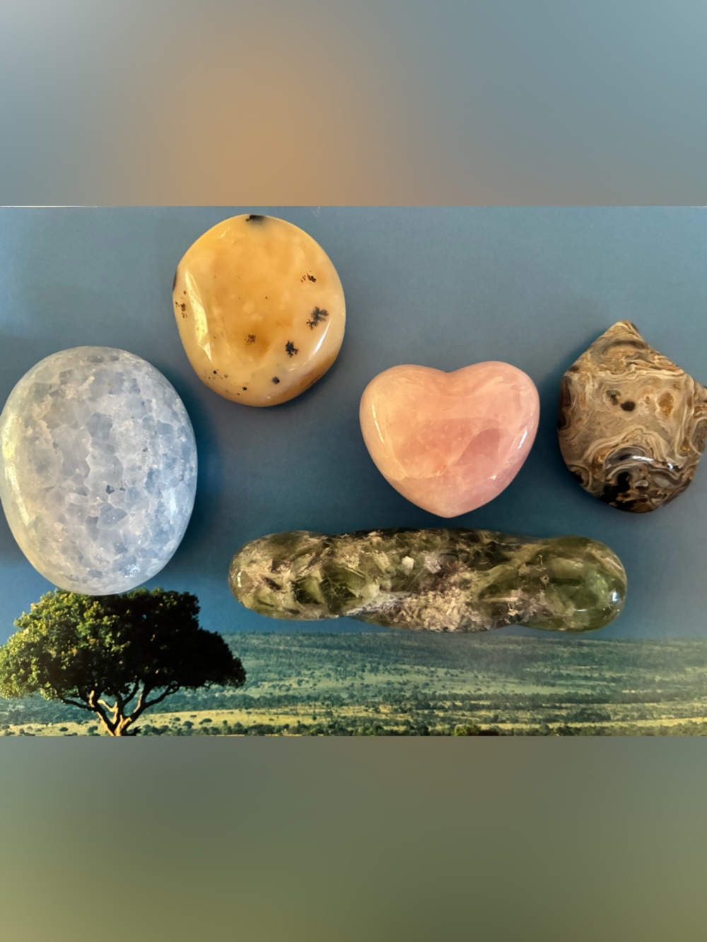 🔮 5 Piece Healing Crystal Gift Box - Flourite Wand and Dendritic Palm Stone 🎁